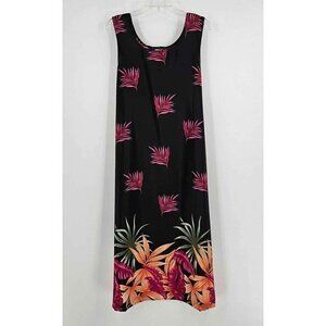 Tampa Bay Artwear Sleeveless Floral Hawaiian Style Tie Back Maxi Dress Sz L